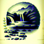 Hybrid Image of Skull and Waterfall - Version 2